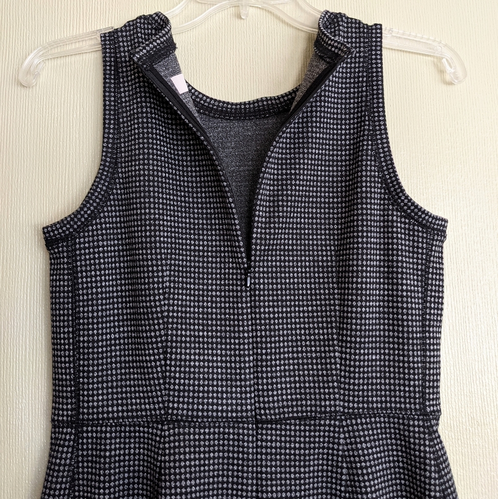 Loft Sheath Dress Black Ponte Knit Patterned Sleeveless - Picture 11 of 17
